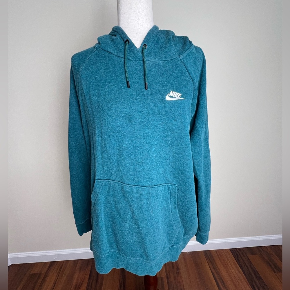 Nike Teal Pullover Hoodie Sweatshirt Logo Front Pocket Size XL